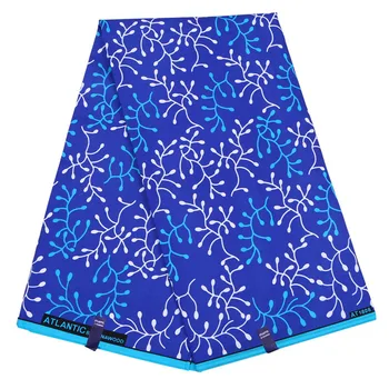 

Blue Polyester african real wax print fabric 2020 high quality french ankara printed wax fabric for wedding party dress 3/6yards
