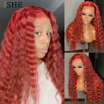 

Burgundy Colored Lace Front Human Hair Wigs Red Human Hair Wig 360 Lace Frontal Wig Preplucked Full Lace Human Hair Wigs ISHE