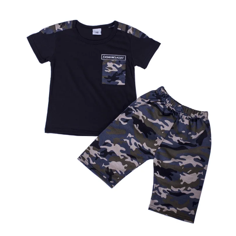 

kids clothes new 2020 summer boy casual short-sleeved camouflage boys sports set two-piece suit tracksuit for children 3-8 years