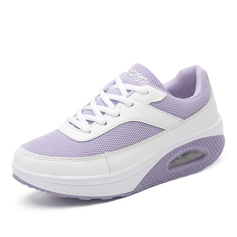 New Sport Women Toning Sneakers Flat Platform Outdoor Ladies Walking Shoes Blue Purple Women Thick Sole Fitness Shoes