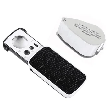 

Jewelers Magnifying Glass with Light Bundle Includes Lighted SlideOut Pocket Magnifier Coin Loupe with 30X 60X 90X Lenses 40X Je