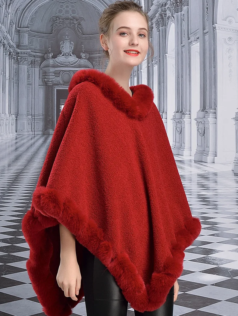 red poncho with fur