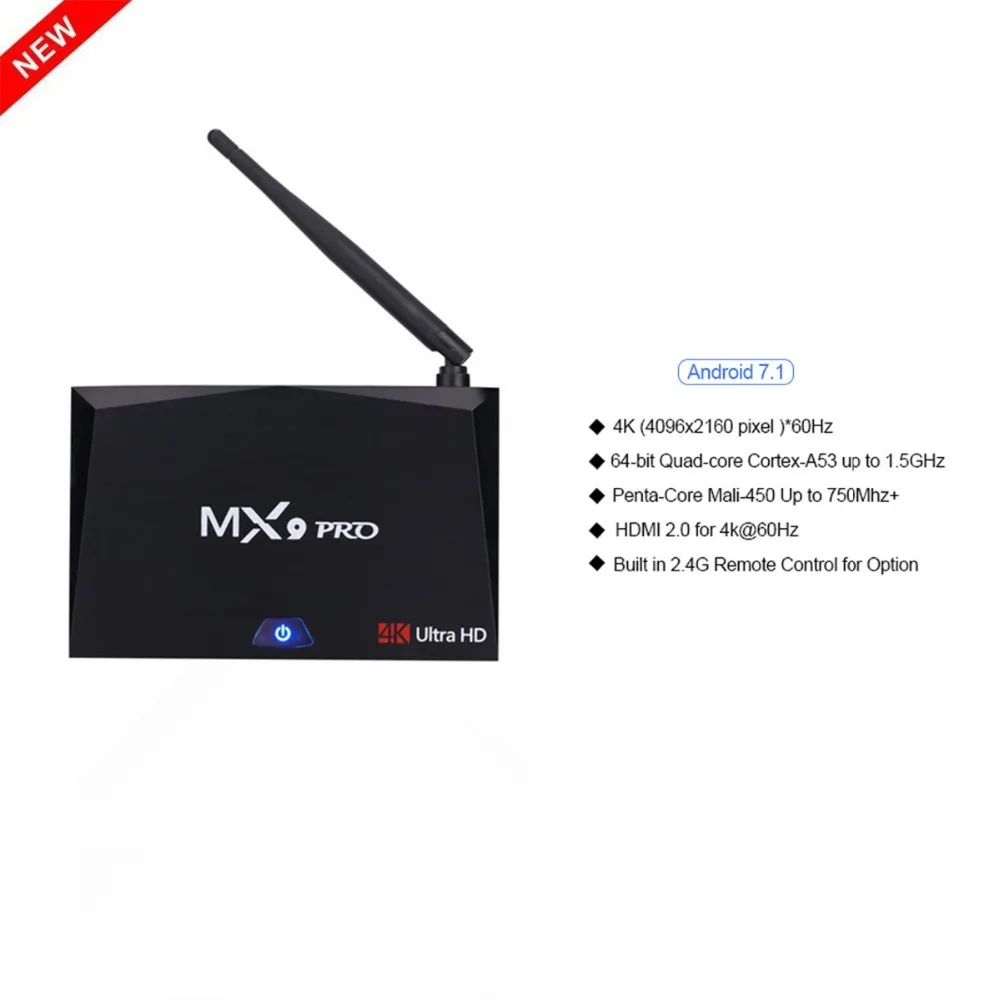 MX9 Pro 4 ГБ 32 ГБ Android 7,1 ТВ приставка RK3328 Четырехъядерный 4K VP9 3D 2,4G 5G WiFi BT4.1 смарт-приставка PK X96 X96 MINI