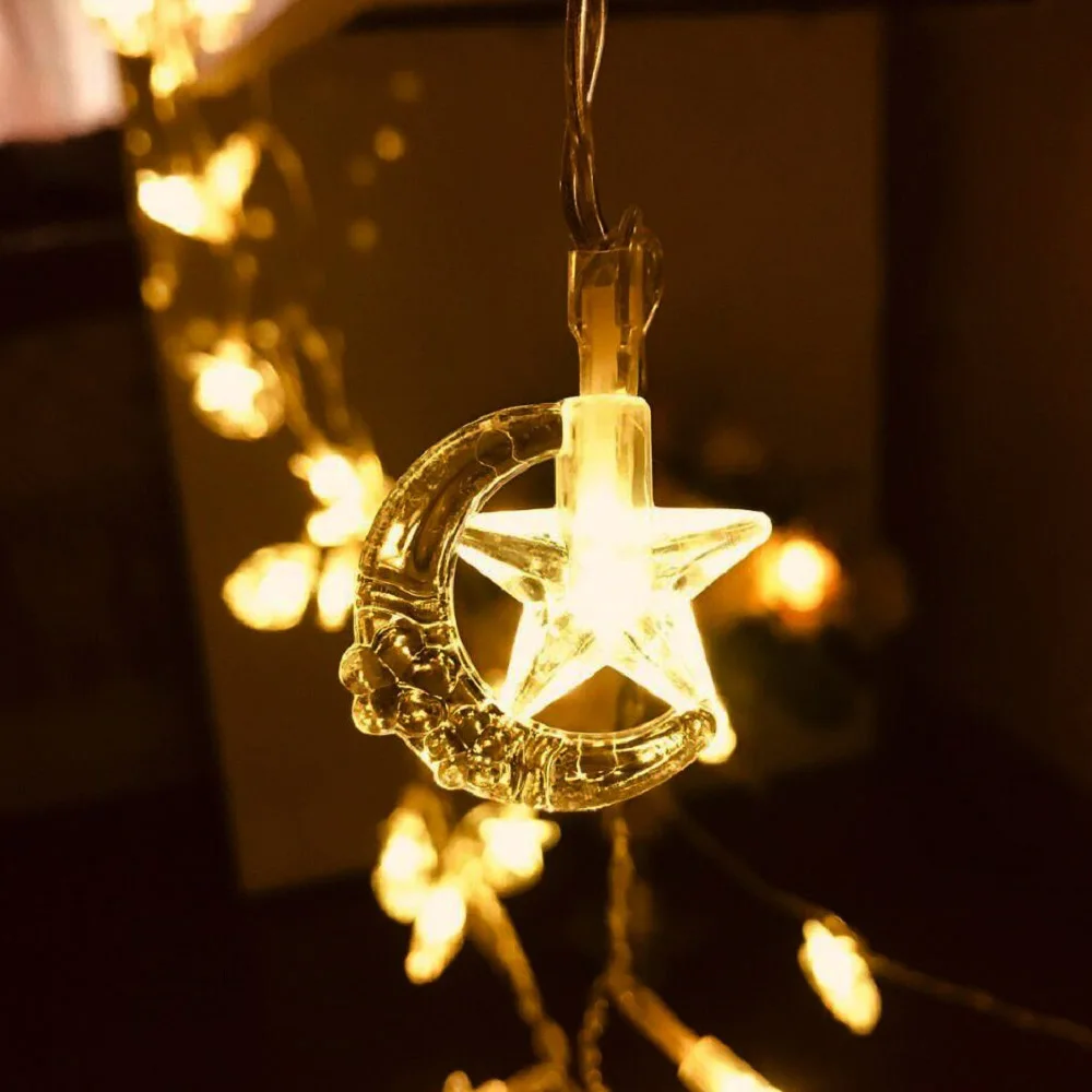 EU/USB LED Star Moon Curtain String Light memory function Fairy Garland Light Decor Party Wedding Christmas Light String