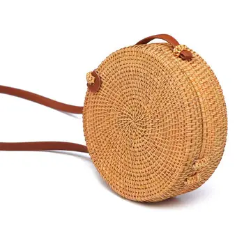 

Women Straw Storage Bag Summer Bamboo Handbag Shoulder Tote Bag Multi-purpose Makeup Organizer Cosmetics LX9C