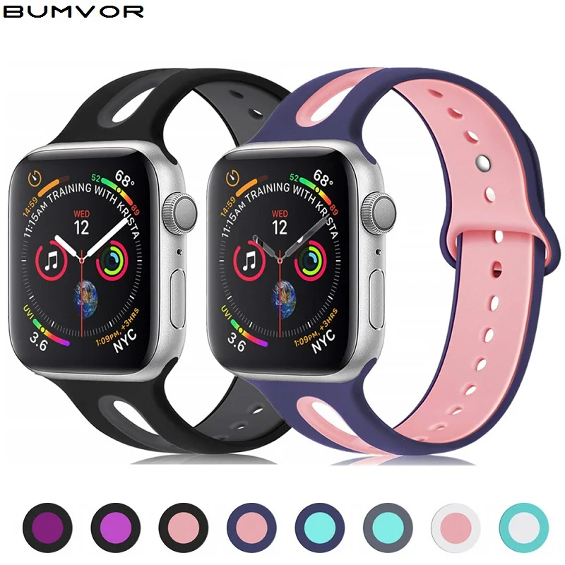 Ремешок для Apple Watch 38 мм 40 силиконовый спортивный ремешок 4 44 42 сменные полосы