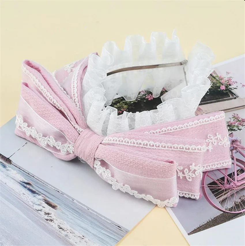 Japanese Kawaii Lace Hair Band KC Girl Lolita Bow Headband Women