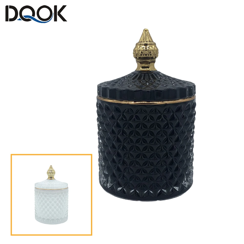 Storage Jar Art Luxury Glass Storage Jar Aromatherapy Bottle Lid Minimalist Household Cotton Swab Jewelry Storage Box