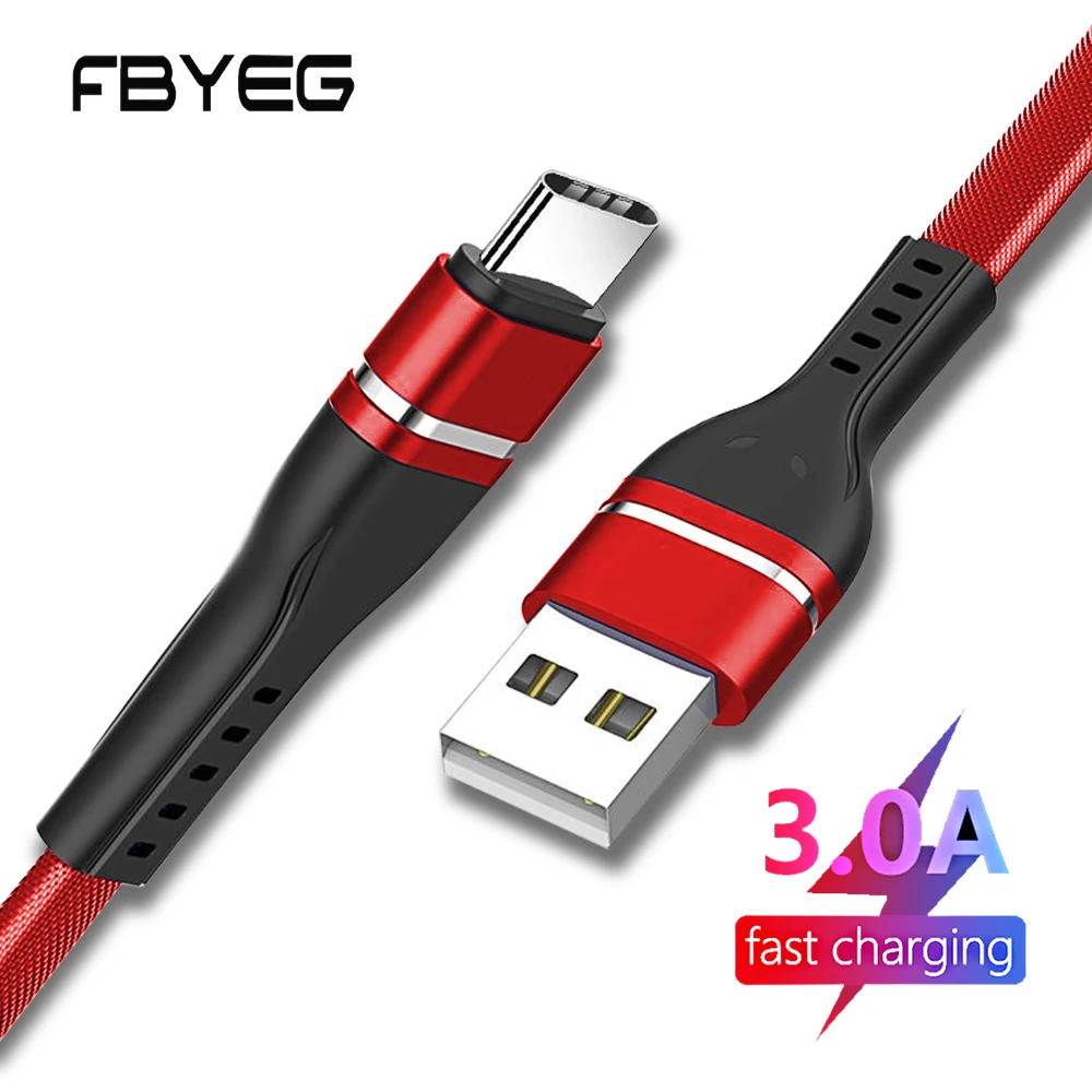 

1M Micro USB Charge Type-C Flat Cable For Huawei Samsung iPhone Data Sync Cord 2.4A Fast Charging Data Wire