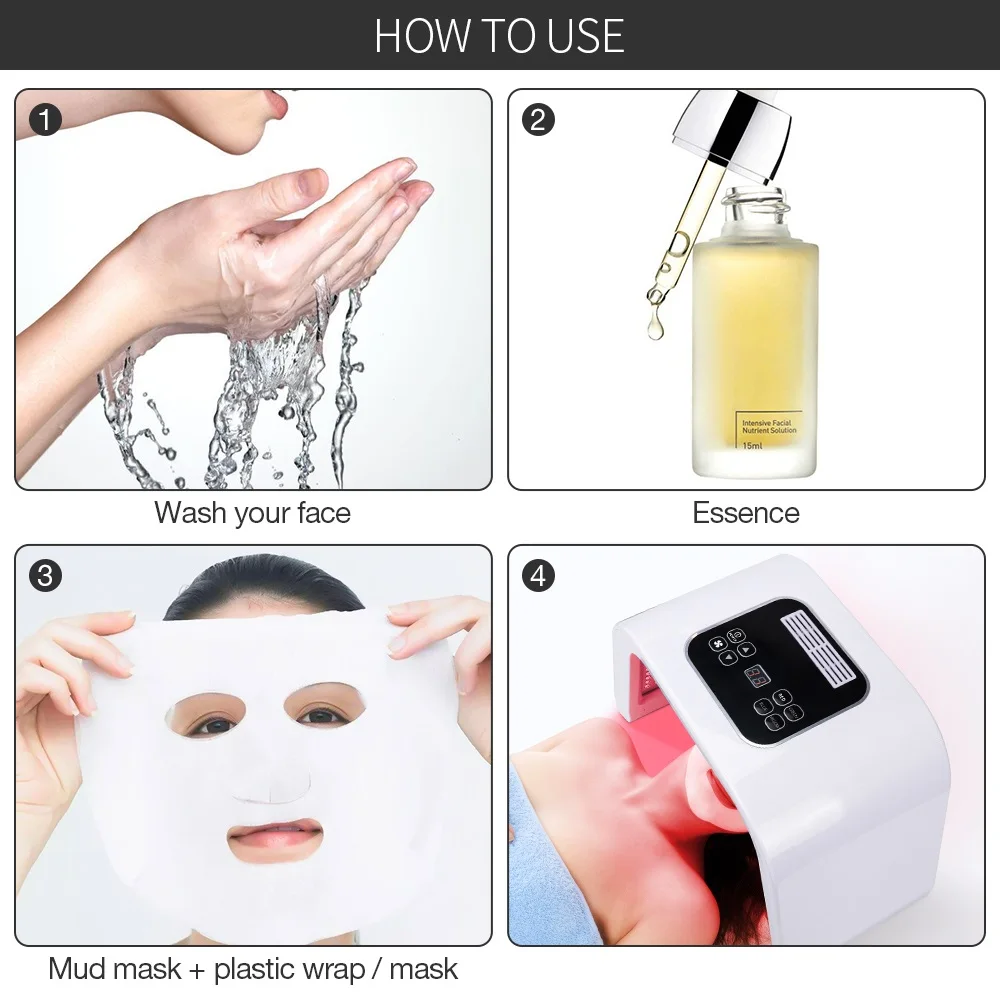 Профессиональный Фотон PDT светодиодный светильник маска для лица машина 4 цвета лечение акне отбеливание лица Омоложение кожи светильник терапия