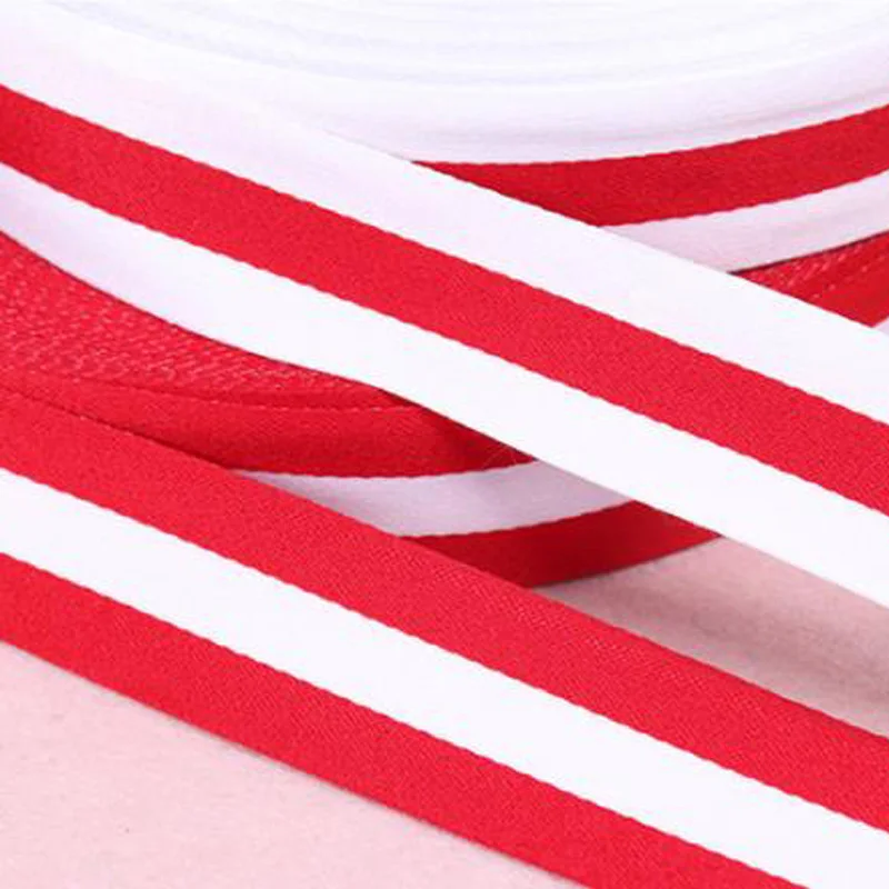 

1M Red and White Stripe Cable Stain Ribbon DIY Sewing Cloth Hat Backpack Straps Hand band Ribbon Bias Tape Hand Belt Accessories