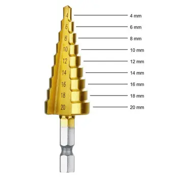 

3*HSS Metric Cone Step Drill Bits High Speed Steel Cutter + Center Punch Tool