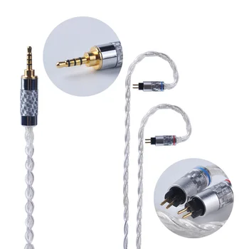 

honesum 4 Core Pure Silver Cable 2.5 MMCX 3.5mm Balanced Cable With MMCX 2pin Connector