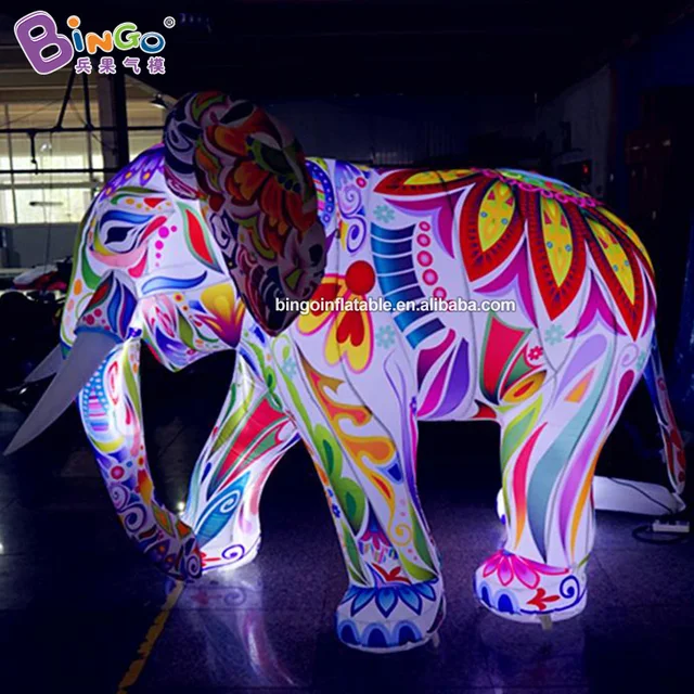 Giant 2~5 Meters Avertising Inflatable Elephant with Led Lights Decorative Cartoon Mascot Toy for Decoration 2