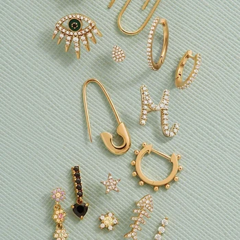 

2020 New Fashion Eye Drop Earring Korean Cute Crystal Safety Pin Earrings for Women Wedding Jewelry Wholesale Dropshipping