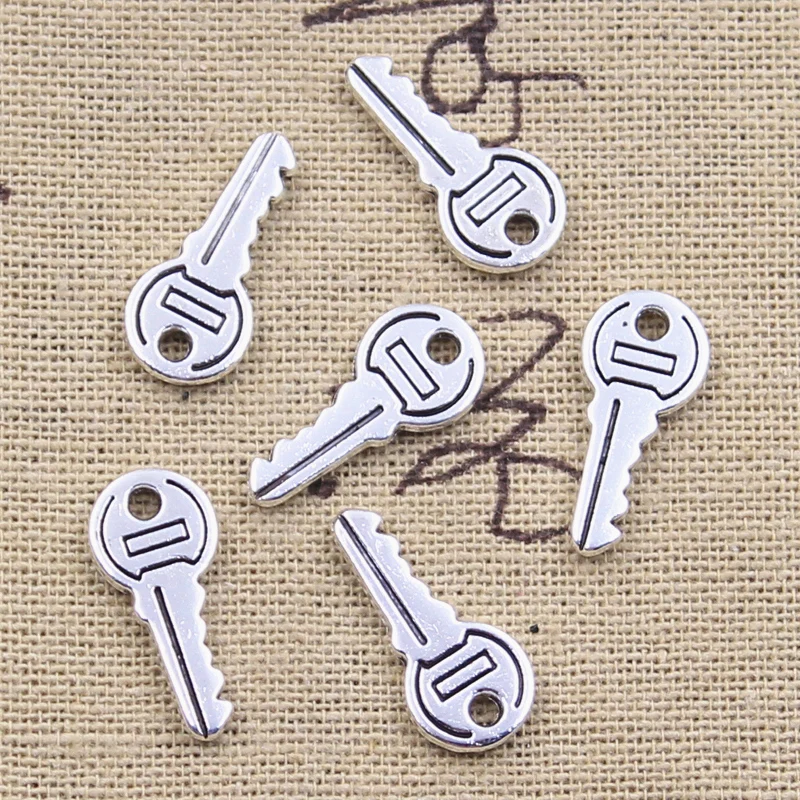 

20pcs Charms Lovely Key 19x9mm Antique Silver Color Pendants Making DIY Handmade Tibetan Finding Jewelry