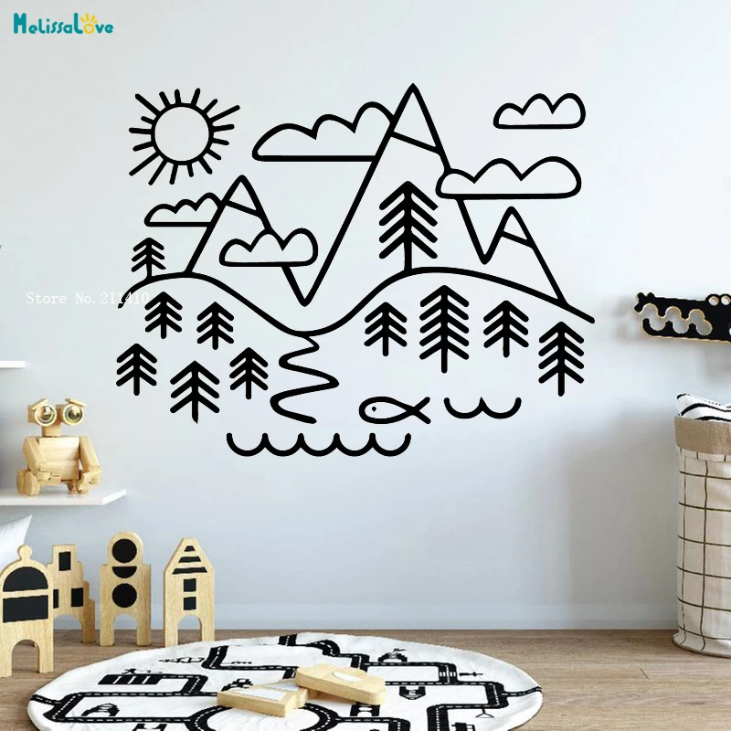 Nursery Wall Sticker Mountain Wall Mural Mountain Mural Mountains Kids Wall Stickers Nursery Decor Mountains Decal Mountain Wall Decal Wall Decals Murals Home Living Kromasol Com