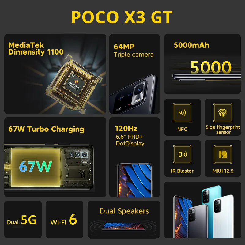 POCO X3 GT 8gb/256gb Black　グローバル版スマートフォン/携帯電話