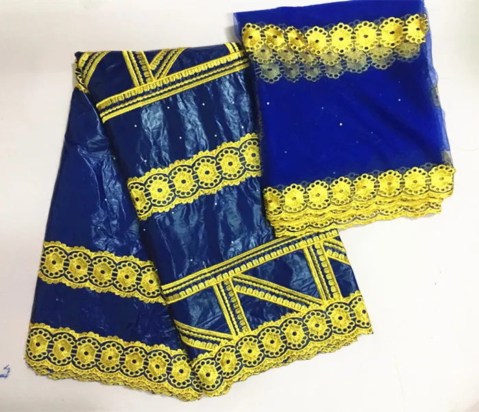 royal blue Красный африканский Базен riche ткань Африканский Базен broderie бассейна riche getzner guinea парча ткань Базен brode кружева 5+ 2 ярдов/партия - Цвет: royal blue