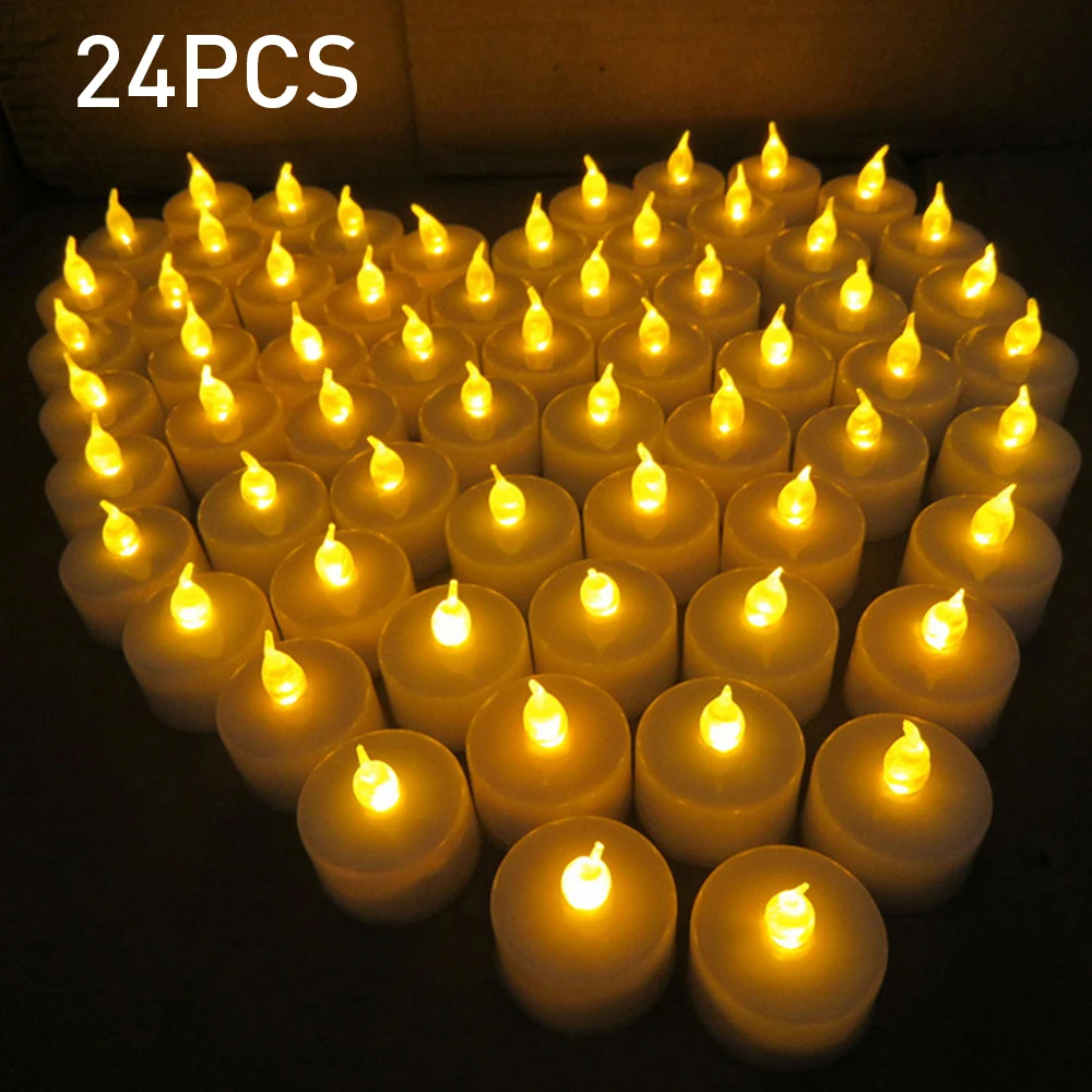 

24pcs LED Candles Warm White Led Flameless Candles Battery Operated Moving Artificial Tea Light for Wedding Anniversary Party