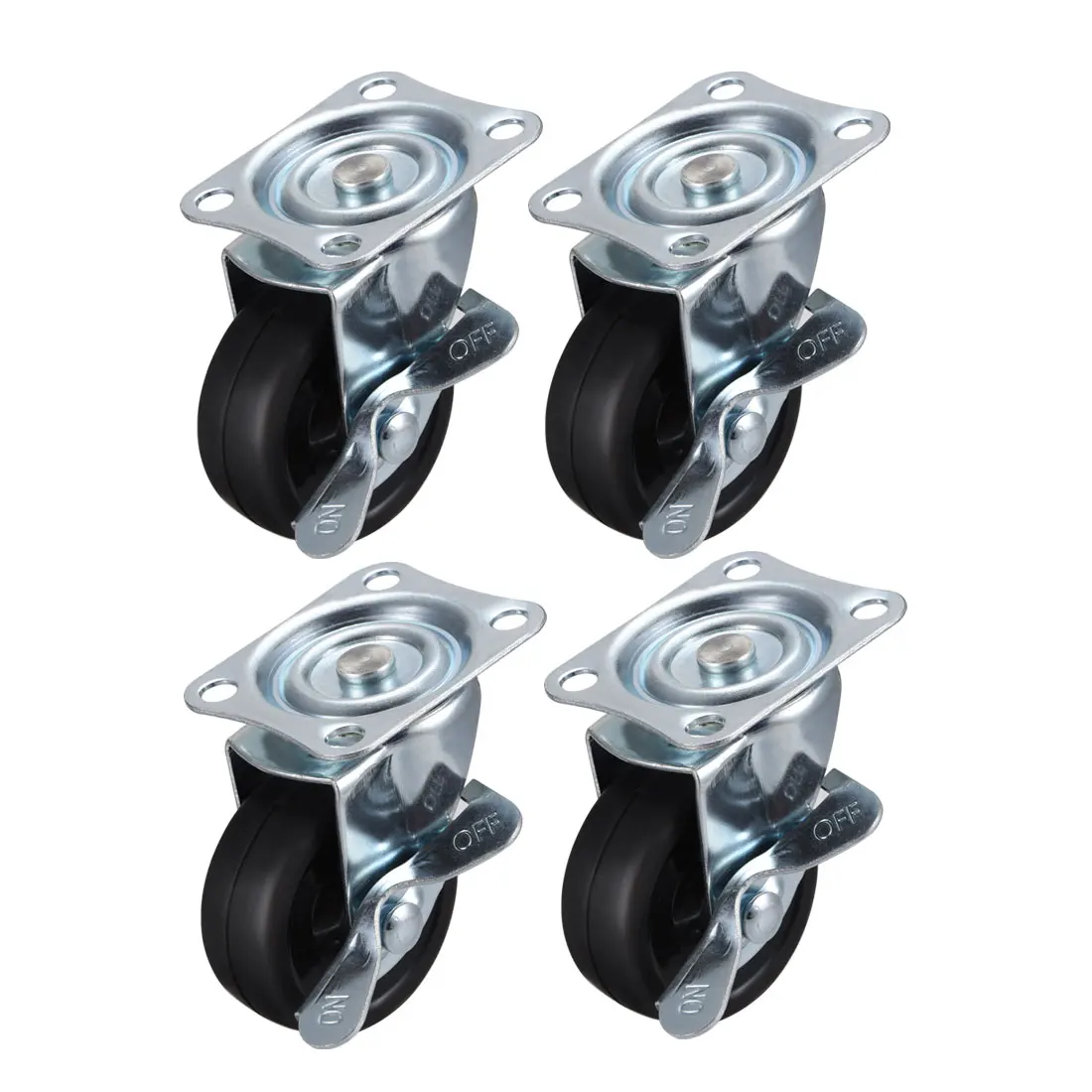 

uxcell 2.5 Inch Swivel Casters Wheels Rubber 360 Degree Top Plate Mounted Caster Wheel with Brake 88lb Capacity 4 Pcs