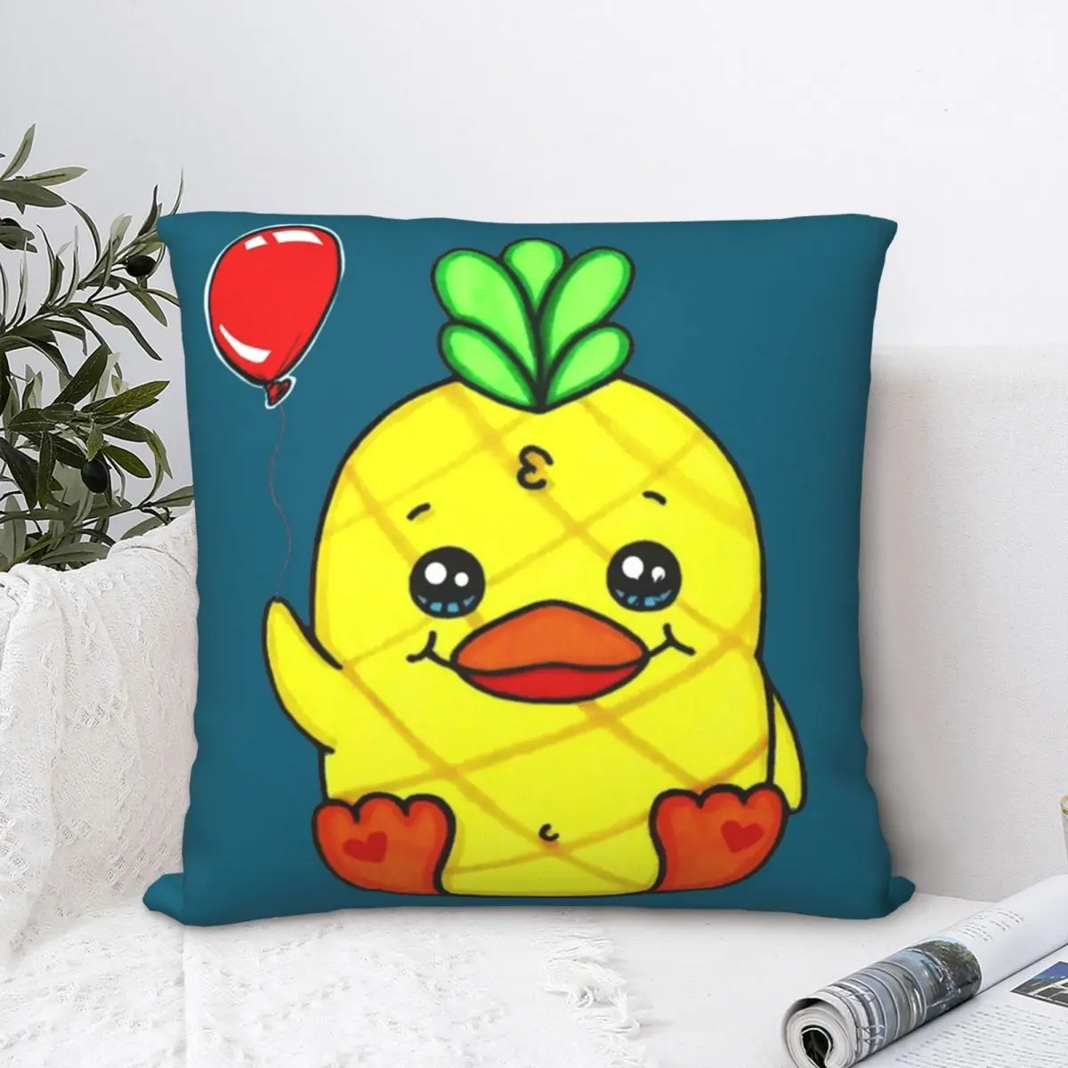 

Квадратный чехол для подушки с ананасом, утенком, наволочка для подушки, Наволочка на молнии для дома, декоративная подушка из полиэстера, ч...
