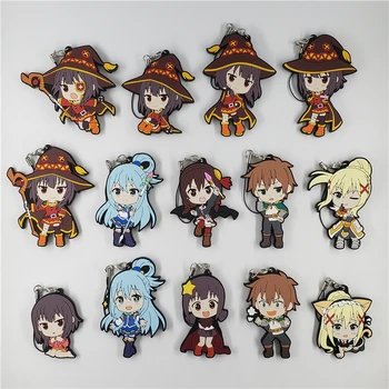 

Konosuba Kono Subarashii Sekai ni Syukufuku Wo Anime Megumin Aqua Darkness Yunyun Kazuma Strap Rubber Keychain