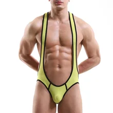 Мужской комбинезон из дышащей сетки, борцовское трико для пениса, цельный эротичный костюм, открытые мужские трусы