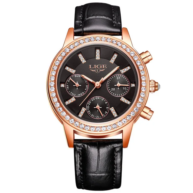 Розовый Relogio Masculino LIGE модные спортивные мужские часы брендовые Роскошные водонепроницаемые простые часы женские ультра тонкий циферблат кварцевых часов - Цвет: Розовый