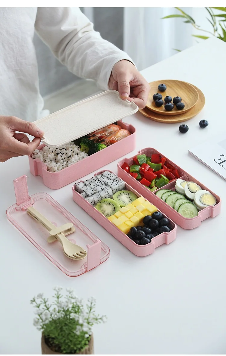 Bento Ланч-бокс-2/3 ярусов прочный Ланч-бокс в стиле бенто, экологически чистый материал микроволновый нагрев