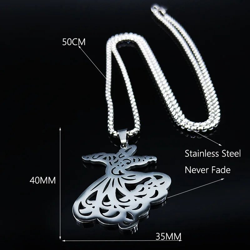 2024 Fashion Persian Sama Dance Parsi Raghse Sofi Silver Color Necklace Chain Jewelry Persia Gift Art collier femme N3016S03