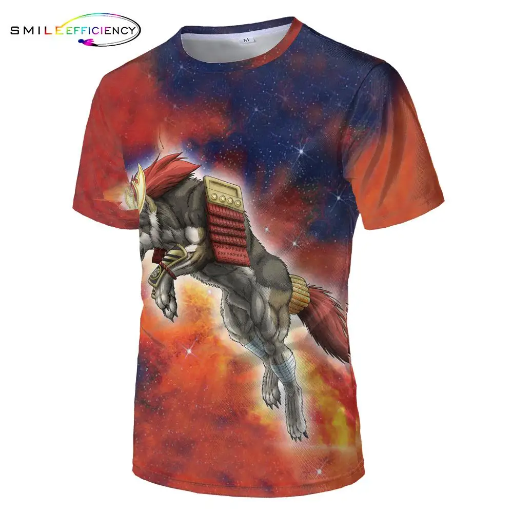 New O-neck wolf t shirt style Harajuku Short Sleeve T shirt 2019 Fashion Men Casual Tops tee Men fashion Wolf  3D Print T-shirt