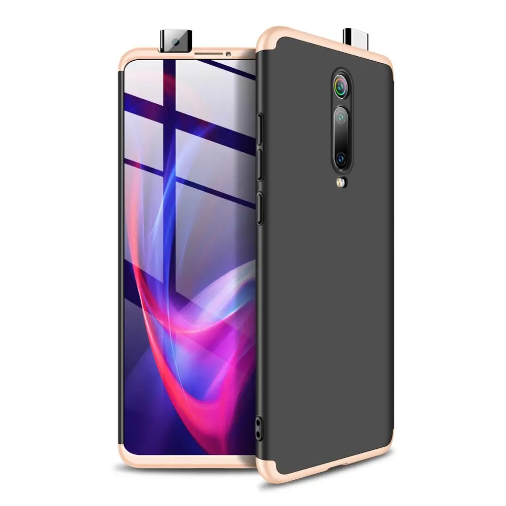 Black and Gold 360 чехол с полной защитой для mi 9 T Pro Red mi K20 Pro, чехол для телефона 3 в 1, матовый пластиковый жесткий чехол на заднюю панель для Xiaomi mi 9 T K 20 Pro - Цвет: Black and Gold