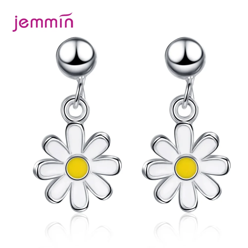 

Real 925 Silver Fashion Elegant Chic Cute Flower Dangle Drop Earrings for Women Girls Temperament Jewelry Party Gift