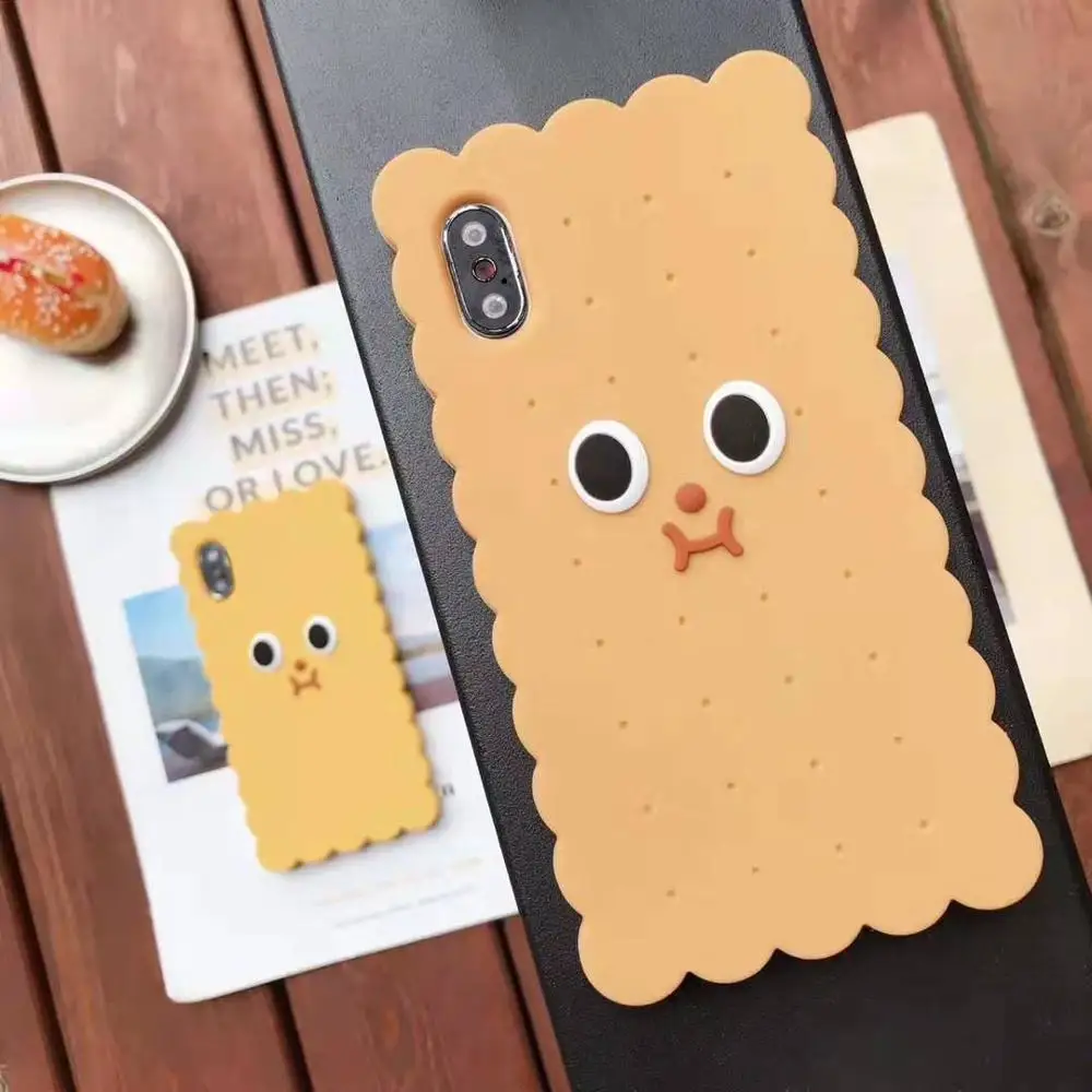 Забавный 3D чехол для телефона с изображением печенья для iphone 11 pro Max XR XS MAX X Мягкий силиконовый чехол с большими глазами Чехол для iphone 7 8 6s 6 plus coque