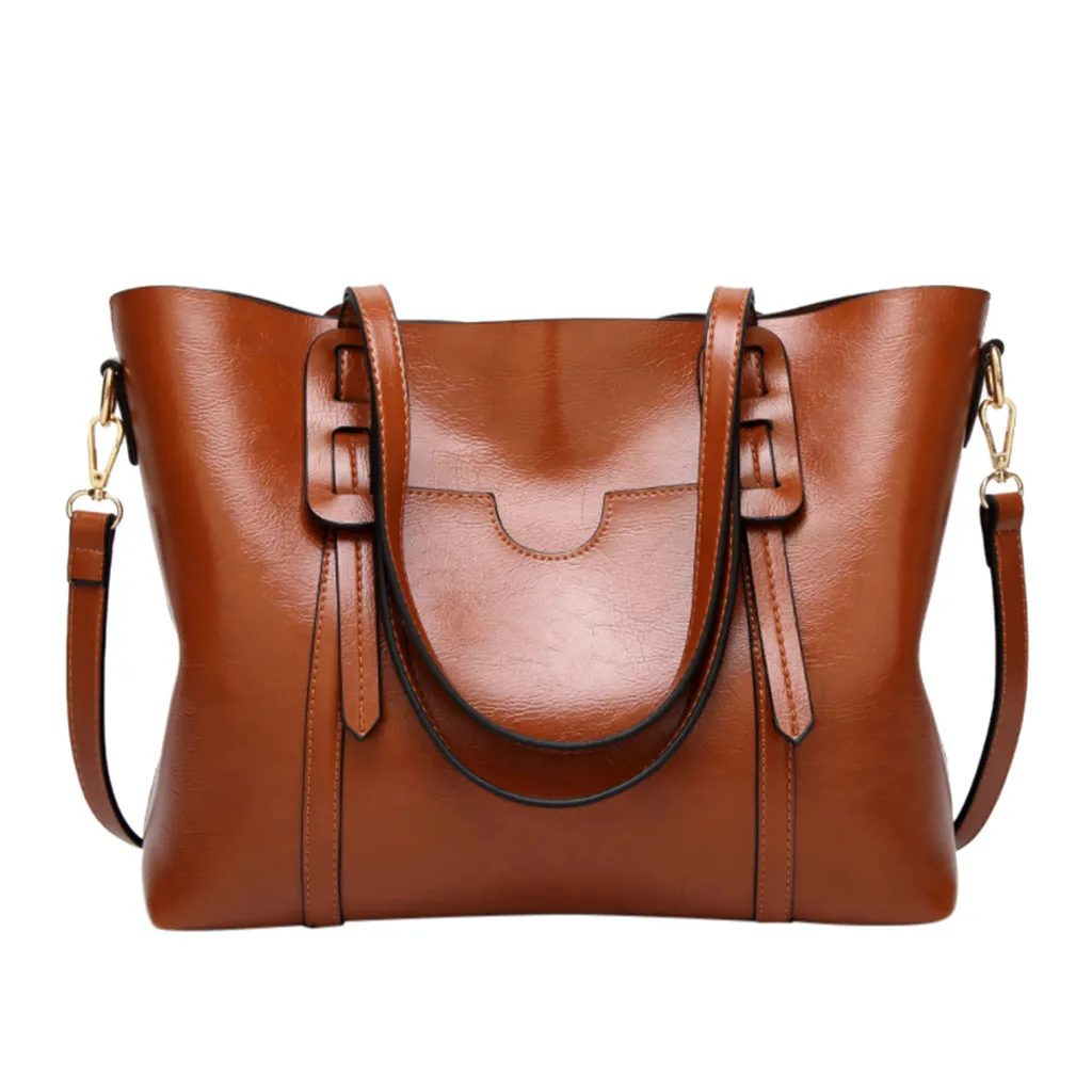 New Fashion Women’s Solid Color Large Capacity Leather Handbag Travel Bag Famous Brand Bolsa de ombro das mulheres#30