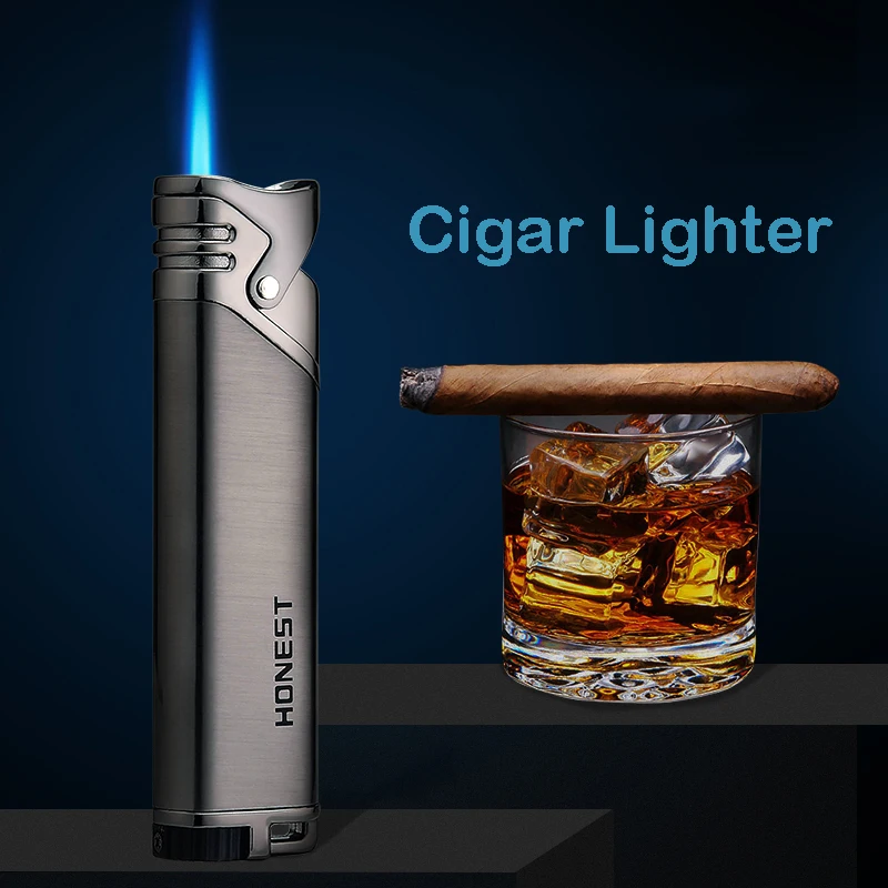 Honest металлическая зажигалка windproog бутан газовая струя пламя прямой огонь сигары