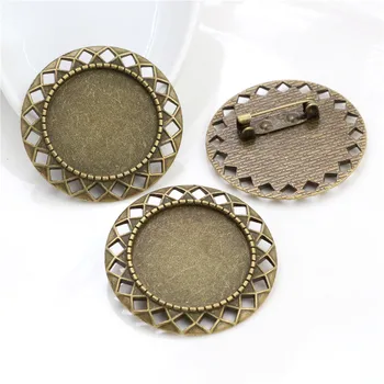 

New Fashion 5pcs 25mm Inner Size Antique Bronze Brooch Pierced Style Cabochon Base Setting (A3-53)