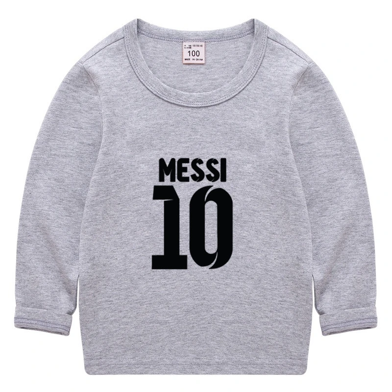 MESSI 10 летнее платье с О-образным вырезом топы для мальчиков и девочек, забавные цветные с длинным рукавом для маленьких мальчиков с изображением мультипликационных персонажей для детей футболка для детей - Цвет: as picture