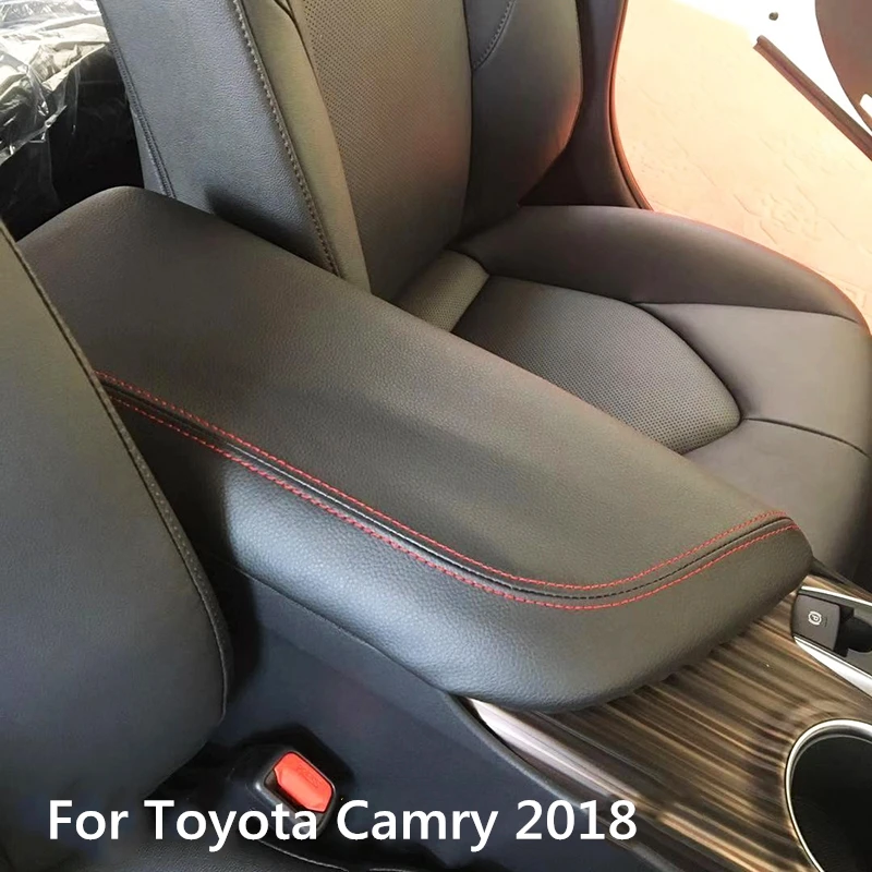 7 цветов, автомобильные подлокотники для автомобиля, центральная консоль, подлокотник для Toyota Camry, аксессуары - Название цвета: black with red lines