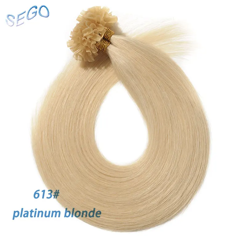 SEGO, 1 г/локон, 16-24 дюйма, прямые волосы для наращивания на кератиновых капсулах, натуральные человеческие волосы, не Реми, предварительно скрепленные, 60 волос - Цвет: #613