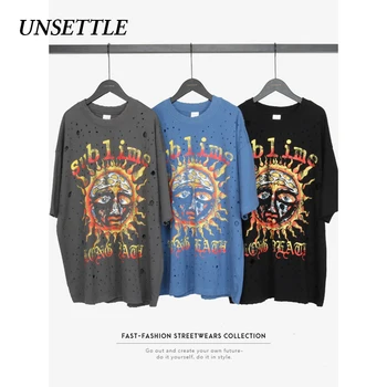

UNSETTLE 2020SS Harajuku T-shirts Summer Men/Women Hip Hop Funny Print Oversize Fashion Streetwear t shirt Short Sleeve Tee Tops