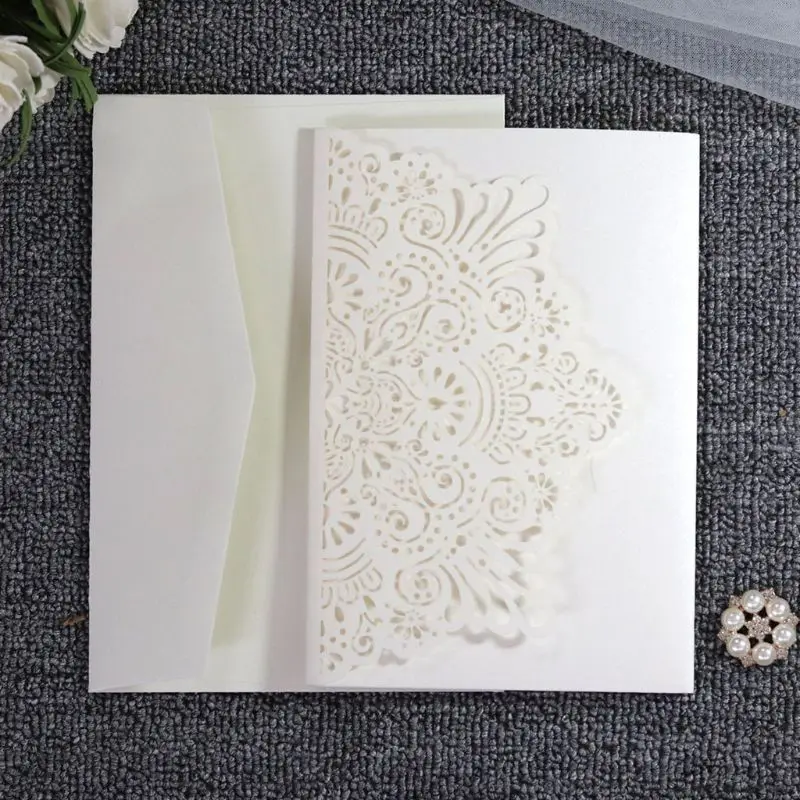  10 Pcs 3D European Style Wedding Invitation Card with Envelope Kits Party Supply - 4.00049E+12