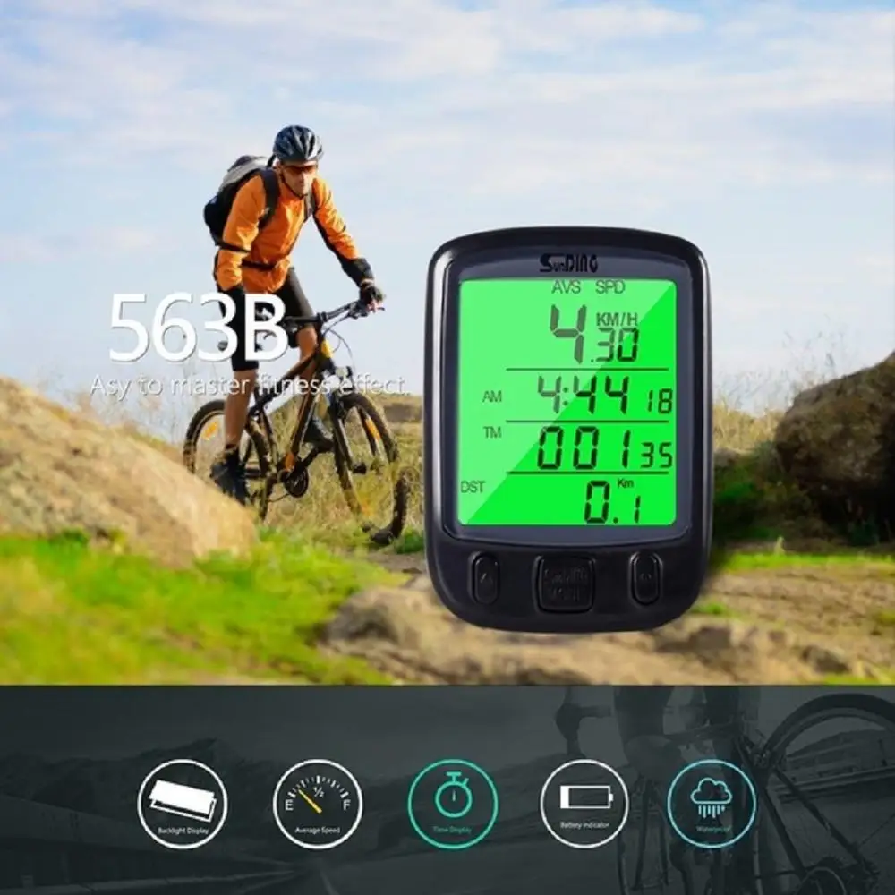 

Cycling Odometer Multi-Function LCD Backlight Display Bike Speedometer Waterproof Cyclingwith Automatic Wake-up