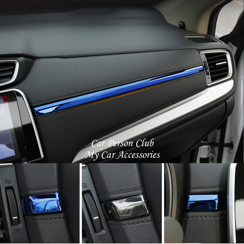 

Наклейка из нержавеющей стали для Honda CRV CR-V 2017-2019, внутренние центральные полосы для консоли, внутренняя отделка, украшение, автомобильные аксессуары