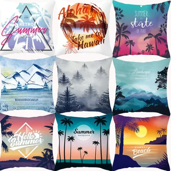 

tree forest summer chsuion cover decorative pillowcovers 18x18 scenery printed sofa cushions home deocr pillowcase polyester
