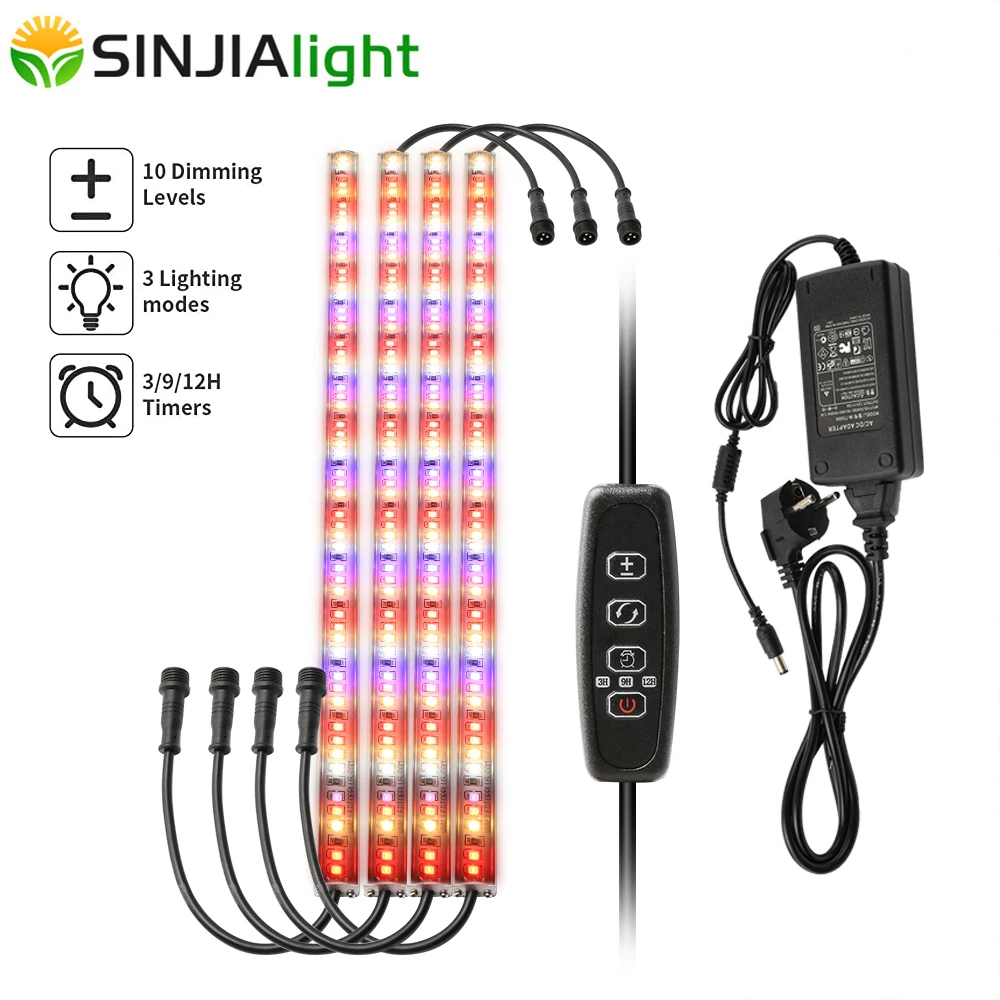 100W LED Grow Light Strip Bars Full Spectrum Timing Dimmable Plant Growth Lamp 3 Light Modes for Seeds Vegs Greenhouse