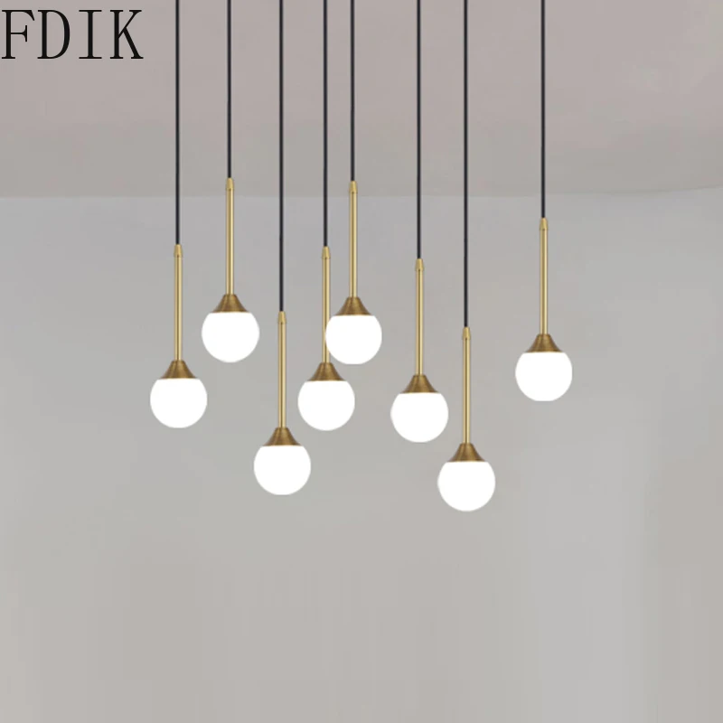 

Modern Simple Gold Glass Hanging Light Nordic Vintage Loft Hanglamp for Store Restaurant Coffee Indoor Lighting Led Longe Pole