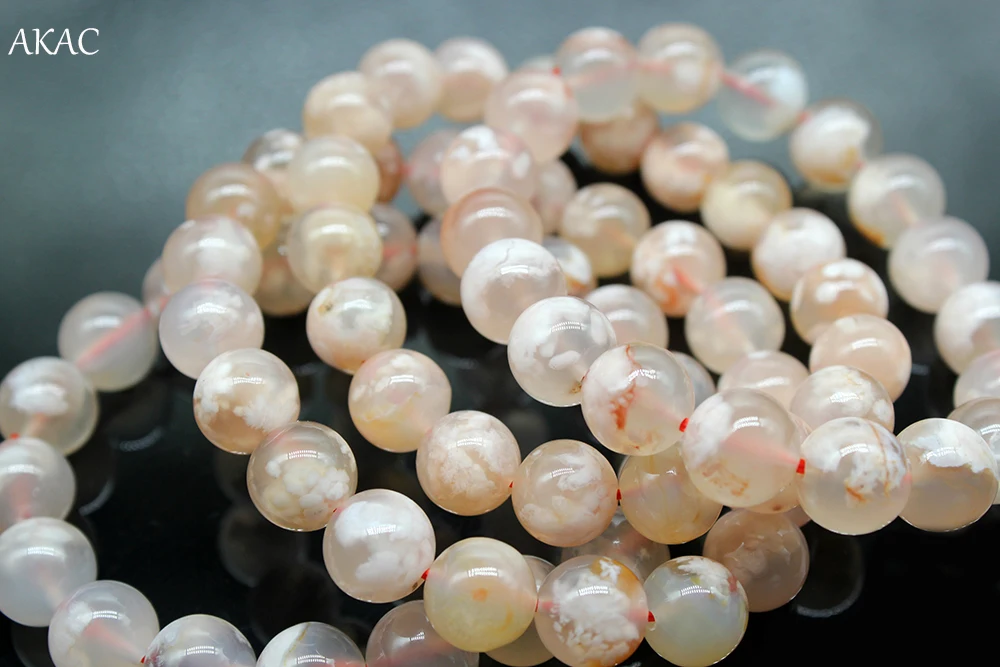 AKAC approx10-11mm natural special Cherry blossoms agate bracelet for women bracelet approx18-19beads/bracelet