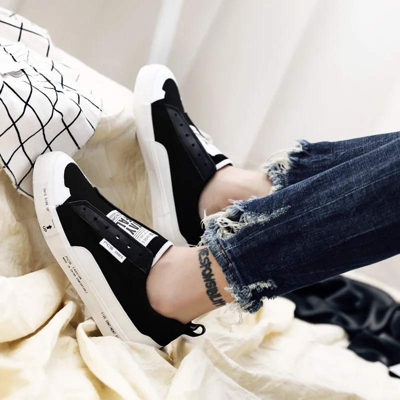 

2019 Summer New Style Slip-on Canvas Shoes Men Korean-style Loafers Foot Covering Breathable Casual Board Shoes Running Shoes